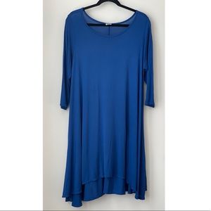 Soft blue 3/4 sleeve shift dress